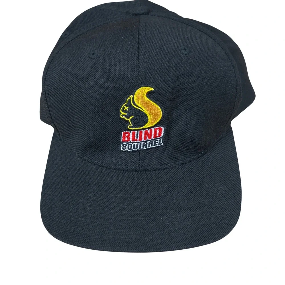 Blind Squirrel Snapback Hat Black Yupoong Classics Flat Brim Adjustable Cap Mens